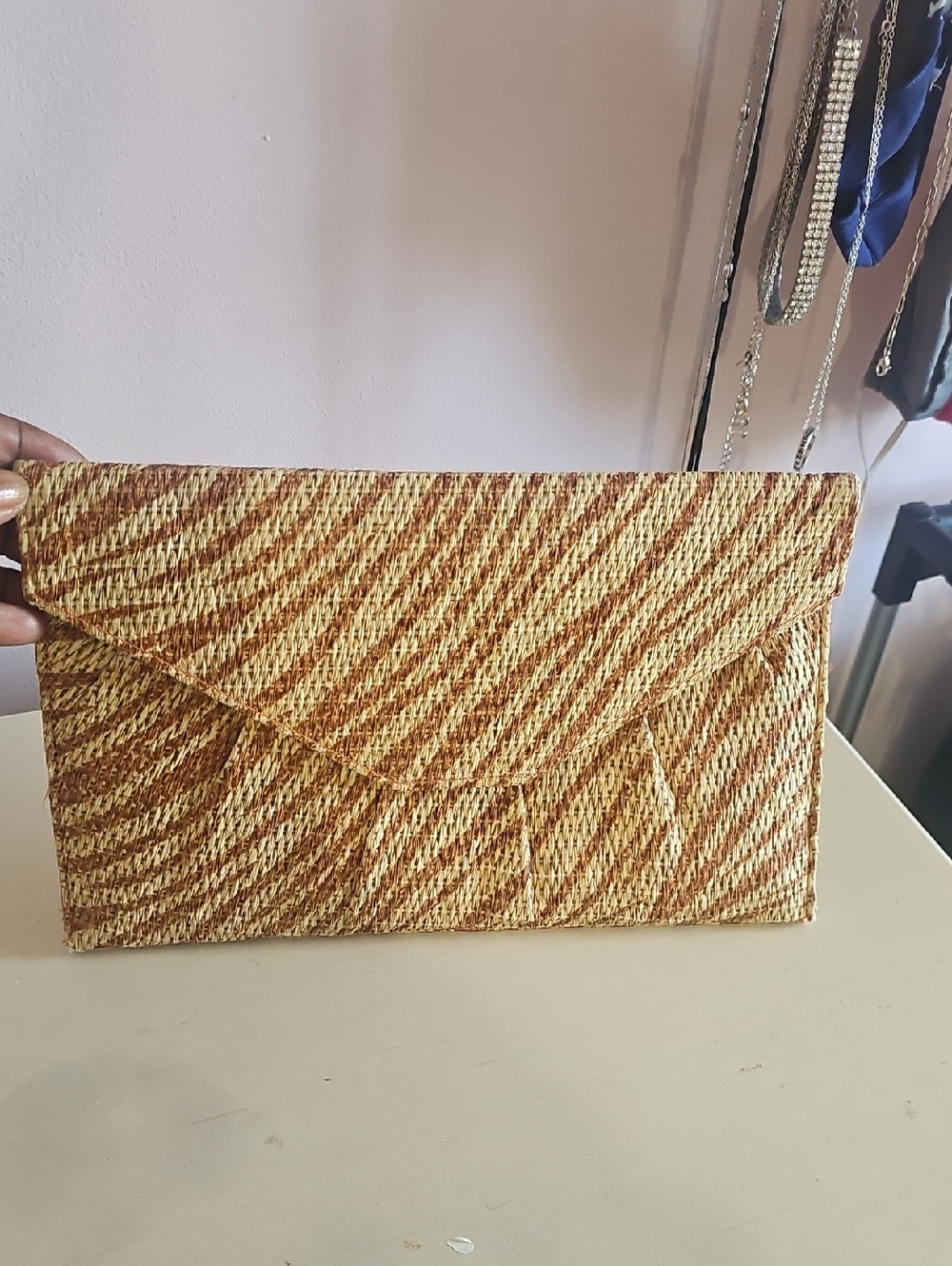 Handwoven Clutch in Brown and Cream